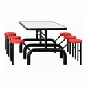 Ver imagem 7 de Mesa para Refeitório Escamoteável 06 Lugares MDP Branco de 25 mm - Assento Vermelho - 50603
