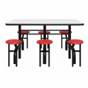 Ver imagem 3 de Mesa para Refeitório Escamoteável 06 Lugares MDP Branco de 25 mm - Assento Vermelho - 50603