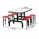 Ver imagem 2 de Mesa para Refeitório Escamoteável 06 Lugares MDP Branco de 25 mm - Assento Vermelho - 50603