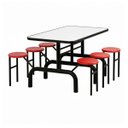 Ver imagem 6 de Mesa para Refeitório Escamoteável 06 Lugares MDP Branco de 25 mm - Assento Vermelho - 50603