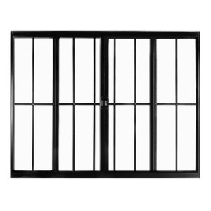 Vitro de Alumínio Preto 4fls. 1,00 (a) X 2,00 (l) Linha Modular com Vidro com Grade