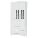 Ver imagem 1 de Guarda Roupa Infantil 3 Portas Mariah Branco Brilho - Carolina