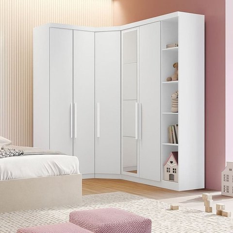 Modulado Closet Espelhado 5 Portas 6gav Linea Novo Horizonte Branco