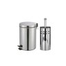 Kit Lixeira Pedal 3l Cromada + Escova Sanitária Inox Prizi - 1