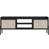 Rack para Sala de Estar Tv 65 Pol 183cm Pés Madeira Moss A03 Nero Preto - 1