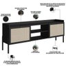 Rack para Sala de Estar Tv 65 Pol 183cm Pés Madeira Moss A03 Nero Preto - 4