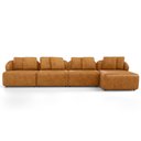 Ver imagem 2 de Sofá 5 Lugares com Chaise Direito Sala Living 328cm Arlo F04 Couríssimo Whisky - Lyam Decor