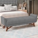 Ver imagem 2 de Puff Recamier Decorativo com Pés em Madeira 195 Cm Itália P05 Linho Cinza Escuro - Lyam Decor