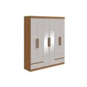 Ver imagem 2 de Guarda Roupa Solteiro 6 Portas (2 C- Espelho) e 4 Gavetaszeus Amêndoa-off White - Lopas