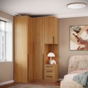 Ver imagem 1 de Guarda Roupa de Canto 2 Portas com Mesa de Cabeceira Altezza Trend:freijó