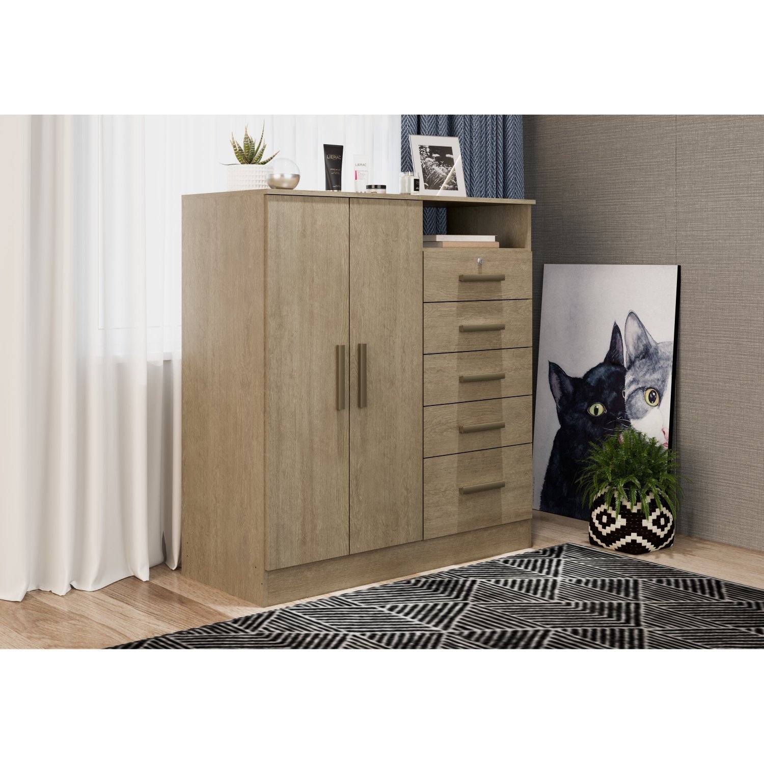 Cômoda 2 Portas 5 Gavetas Guatemala Genialflex | MadeiraMadeira