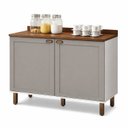 Ver imagem 2 de Balcão 2 Portas Cantinho do Café com Tampo 100% MDF Iluminata Cinza/Branco/Fendi/Ébano