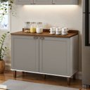 Ver imagem 1 de Balcão 2 Portas Cantinho do Café com Tampo 100% MDF Iluminata Cinza/Branco/Fendi/Ébano