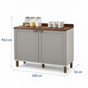 Ver imagem 3 de Balcão 2 Portas Cantinho do Café com Tampo 100% MDF Iluminata Cinza/Branco/Fendi/Ébano