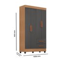 Ver imagem 2 de Guarda Roupa Roupeiro Solteiro 4 Portas 2 Gavetas Lite Freijó Cinza Móveis Leão