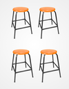 Ver imagem 1 de Kit 4 Banco de Metal Bar Assento Plástico Empilhável Laranja 45cm