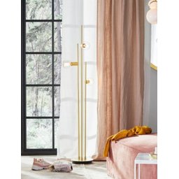 Luminária Chão Moderna Slim Metálica Linear 3 Colunas em 3 Alturas para 3 Lâmpadas 1,30m - Dourado - 2