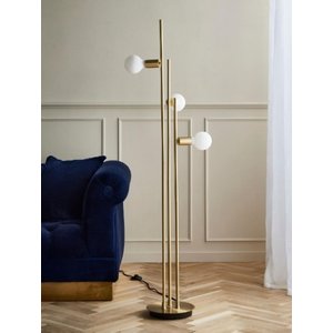 Luminária Chão Moderna Slim Metálica Linear 3 Colunas em 3 Alturas para 3 Lâmpadas 1,30m - Dourado