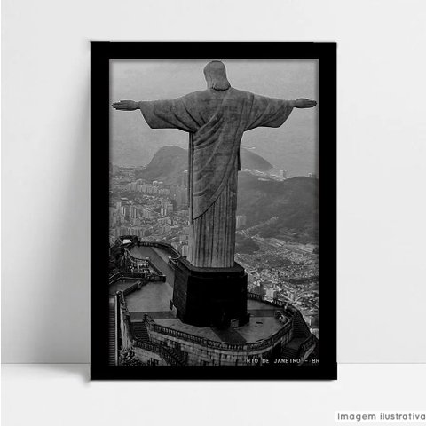 Quadro Decorativo Monumento Cidade Rio de Janeiro em Moldura Caixa TaColado Moldura Caixa 3cm Preta 
