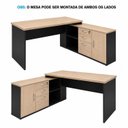 Ver imagem 2 de Mesa de Escritório Pedestal Presidente em L 170x160cm Executiva Tampo 30mm Armário Lateral 3 Gavetas