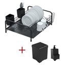 Ver imagem 1 de Kit Cozinha Escorredor Tubular Preto + Lixeira 5,4l+ Dispenser