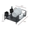 Ver imagem 2 de Kit Cozinha Escorredor Tubular Preto + Lixeira 5,4l+ Dispenser
