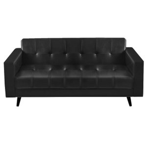 Sofá para Escritório Roma 03 Lugares - Corino - Cor Preto - 60042