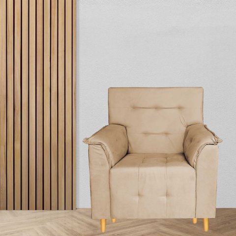 Poltrona Decorativa Valentina Confortável Recepção Capuccino Suede