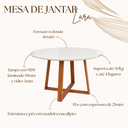 Ver imagem 3 de Mesa de Jantar Redonda 110cm 4 Lugares MDF Tampo Vidro Cozinha Sala Apartamento Pequena