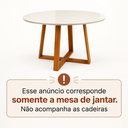 Ver imagem 2 de Mesa de Jantar Redonda 110cm 4 Lugares MDF Tampo Vidro Cozinha Sala Apartamento Pequena