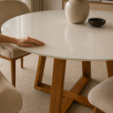 Ver imagem 5 de Mesa de Jantar Redonda 110cm 4 Lugares MDF Tampo Vidro Cozinha Sala Apartamento Pequena