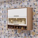 Ver imagem 1 de Armário Aéreo de Cozinha 120cm com 2 Portas Basculantes e Vidro Reflecta 100% MDF Vicenza 