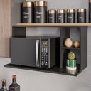 Ver imagem 2 de Suporte Micro-ondas Forno Armário Aéreo 80cm 2 Prateleiras Maya M24 Preto - Mpozenato