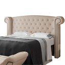 Ver imagem 2 de Cabeceira Cama Box Solteiro Estofada Valência para Quarto em Linho Bege Claro - Larbelle