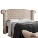 Ver imagem 3 de Cabeceira Cama Box Solteiro Estofada Valência para Quarto em Linho Bege Claro - Larbelle