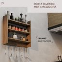 Ver imagem 5 de Porta Condimentos de Parede para Temperos Cor Amendoeira com 3 Prateleiras