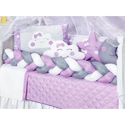 Kit Berço para Menina Lua Lilás Trança e Lateral 12p - 2
