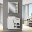 Ver imagem 1 de Conjunto para Banheiro 3 Peças 1 Gabinete com Cuba 1 Armário com Espelho 70cm Bia 