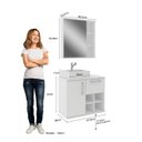 Ver imagem 2 de Conjunto para Banheiro 3 Peças 1 Gabinete com Cuba 1 Armário com Espelho 70cm Bia Branco