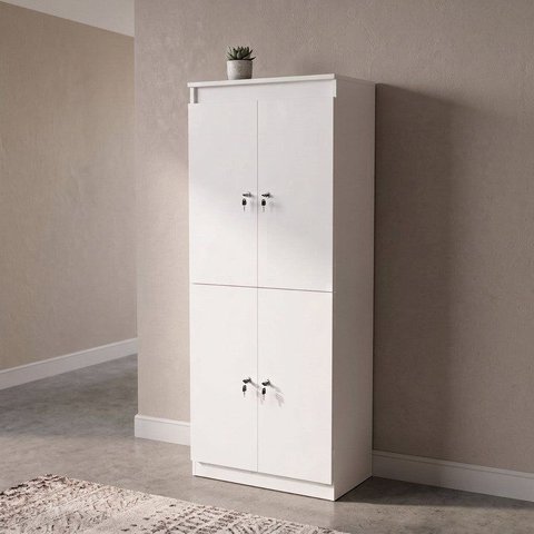 Armário Locker Guarda Volume 4 Portas com Chave Multiuso , Academia e Vestiário ME4204 Branco