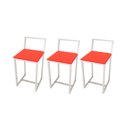 Ver imagem 1 de Kit 3 Banqueta Baixa Para Cozinha Industrial Assento Estofado White