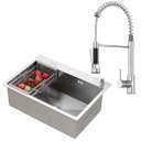 Ver imagem 1 de Kit Cuba Gourmet Quebec 62cm Aço Inox 304 e Torneira Gourmet Genebra Monocomando Goldenx