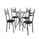 Ver imagem 2 de Conjunto Sala de Jantar Mesa Quadrada 70cm Tampo Granito com 4 Cadeiras Milla Preto/Ocre