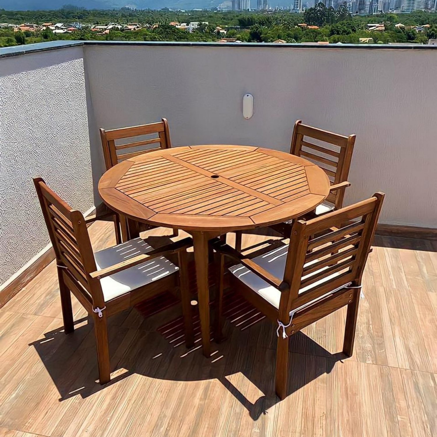 Conjunto com 1 Mesa 4 Cadeiras Pink Sands Cedro Rosa - 2