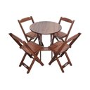 Ver imagem 1 de Mesa Dobrável de Madeira Redonda 70cm com 4 Cadeiras Imbuia - Tarimatã