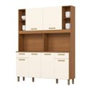 Ver imagem 1 de Kit Cozinha Compacta 08 Portas 02 Gavetas com Painel Fundo e Nichos Decorativos Marrom/Cinamomo/Off White