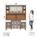 Ver imagem 3 de Kit Cozinha Compacta 08 Portas 02 Gavetas com Painel Fundo e Nichos Decorativos Marrom/Cinamomo/Off White