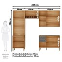 Ver imagem 4 de Cozinha Compacta Modulada 4 Peças 11 Portas e Tampo 100% MDF Frisado Itália Yescasa Cinza/Amêndoa/Chumbo