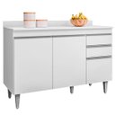 Ver imagem 1 de Balcão para Cozinha 120 cm com Tampo 3 Portas Milena Branco