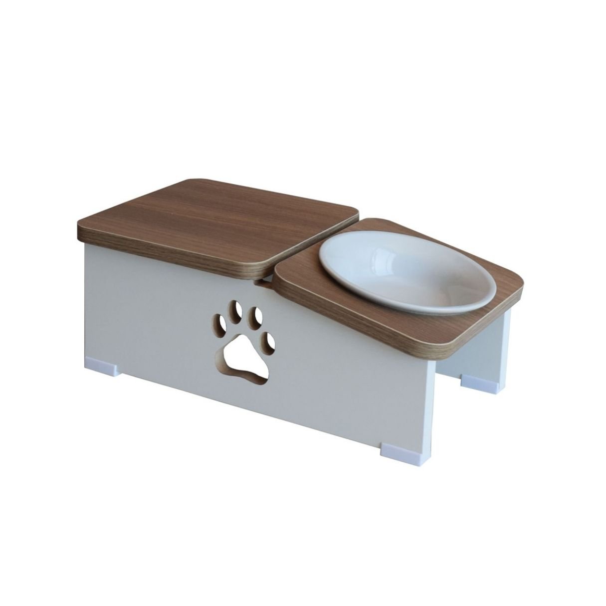 Comedouro Bebedouro Hibrido Pet Mdf Elevado Cachorro